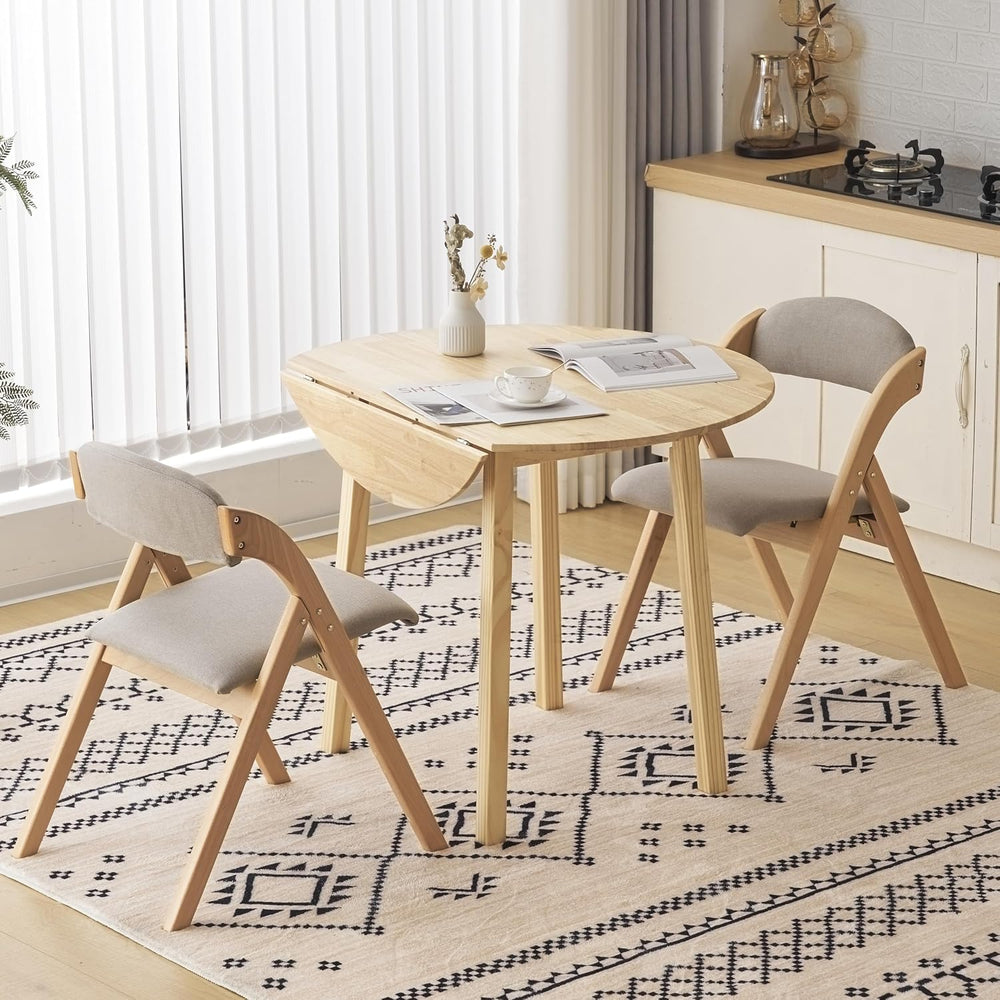 Karl home Folding Dining Chairs Set of 2, Stackable Wooden Padded, Nature