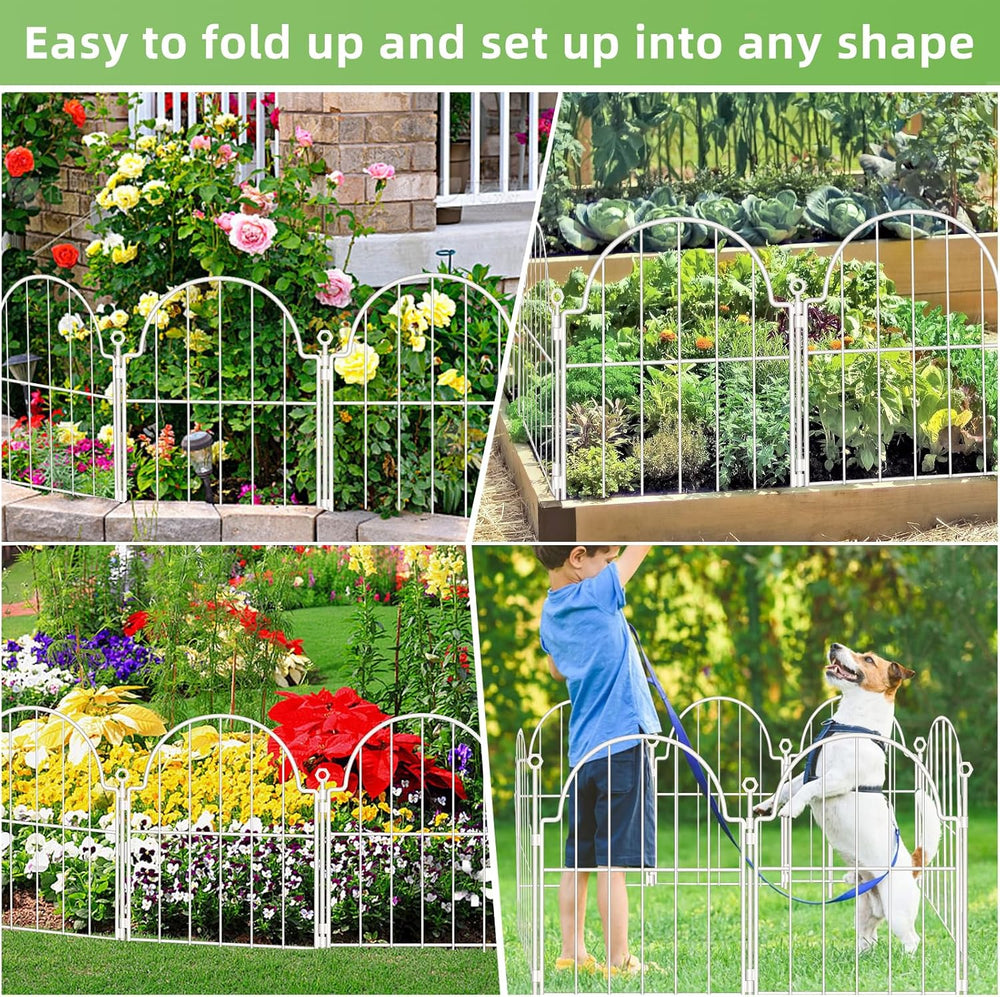 30 Pack White Decorative Garden Fence, 17in(H) x 32ft(L), with Ground Stake