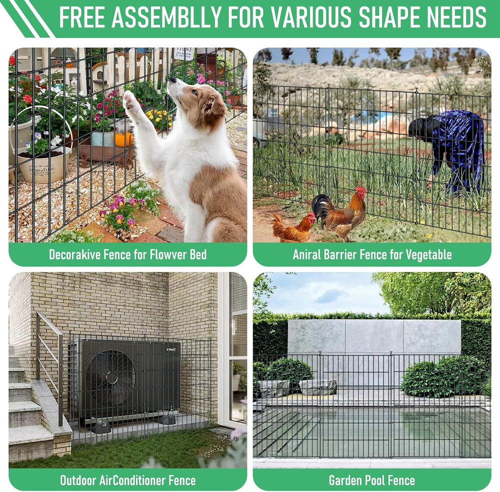 10‑Panel No‑Dig Garden Fence, 24" H x 20'L Outdoor Dog Barrier
