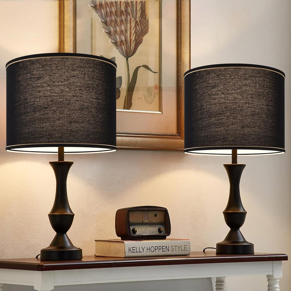 GO&SO Black Lamp Shades 1Pc,13" D x 10" H,Medium Drum Lampshade