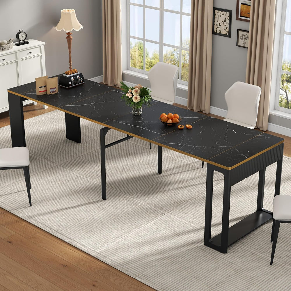 17"-112" Extendable Dining Room Table, Modern Space Saving Dining T...