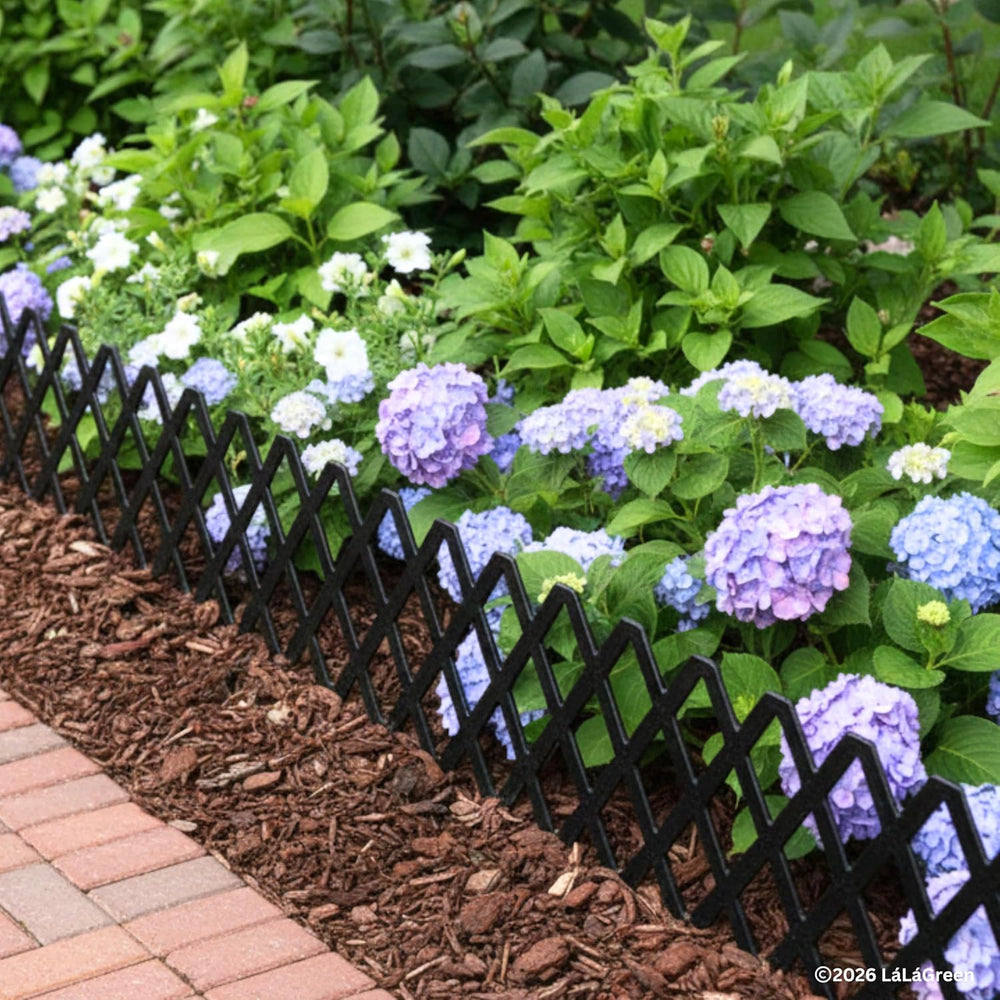 LaLaGreen Garden Edging Border (23x8.5in, 10 Pack) Black Plastic Fence