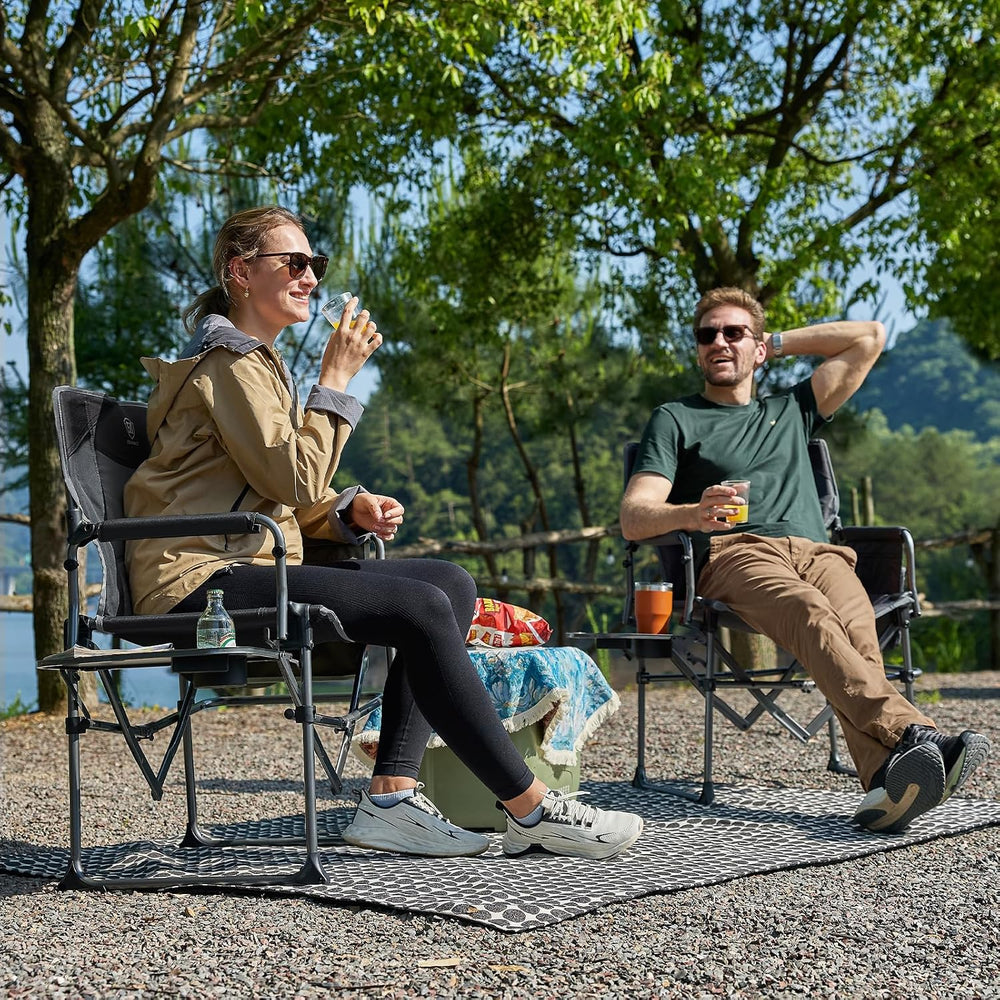 EVER ADVANCED Camping Directors' Chair with Side Table, Portable Folding ...