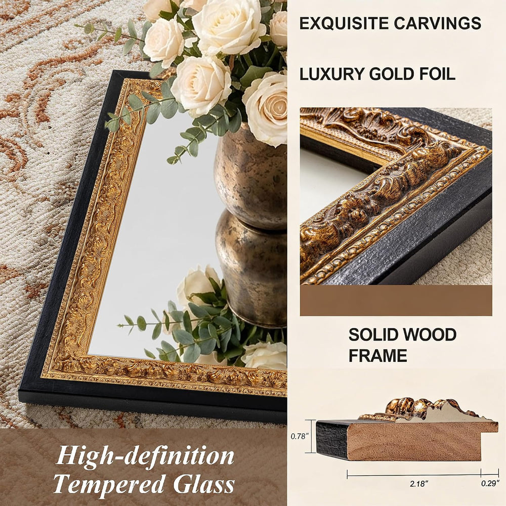 52"x36" Wall Mirrors Decorative, Black Bathroom Vanity Mirror with ...