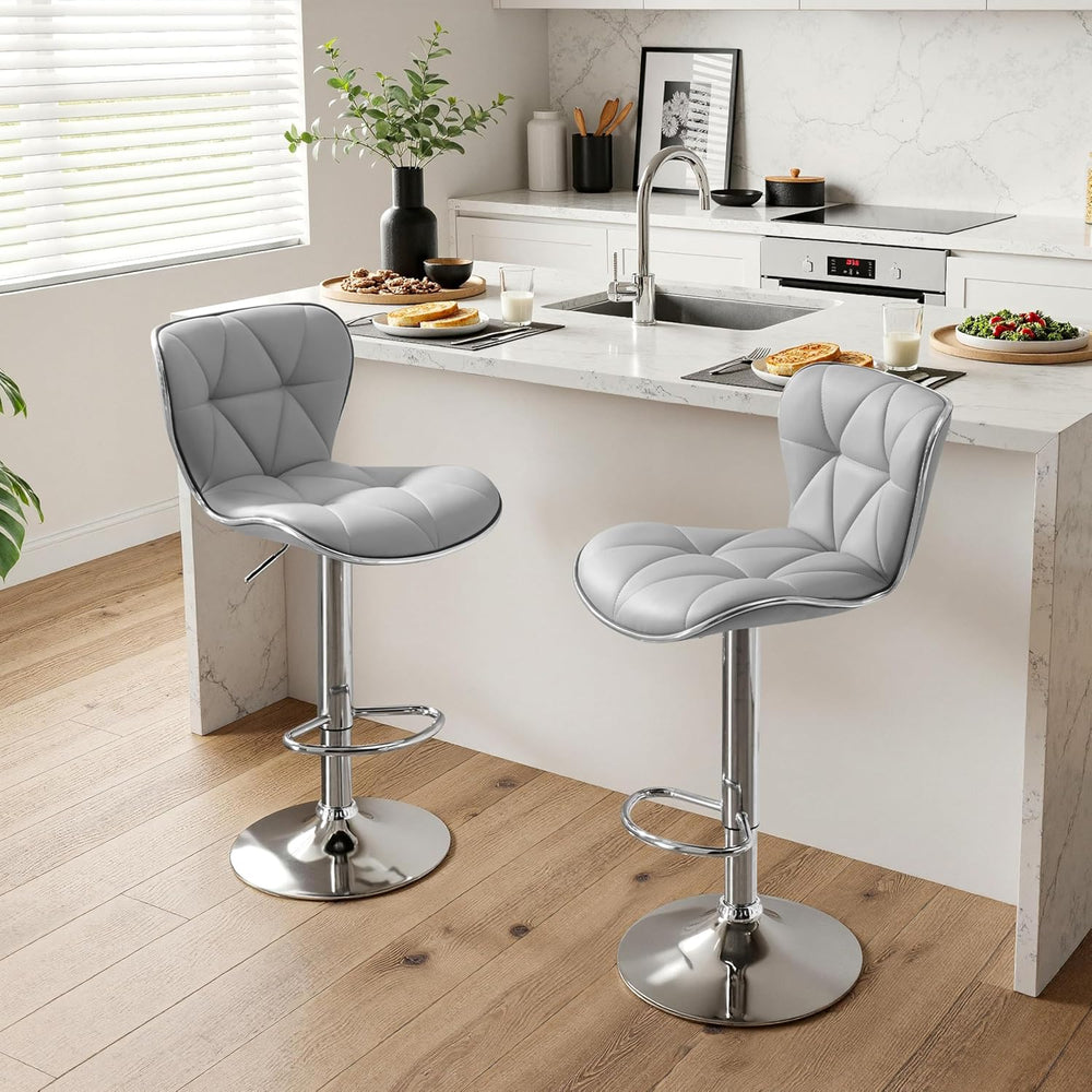 Yaheetech Bar Stools Set of 2 Modern Swivel Counter Barstools Light Gray