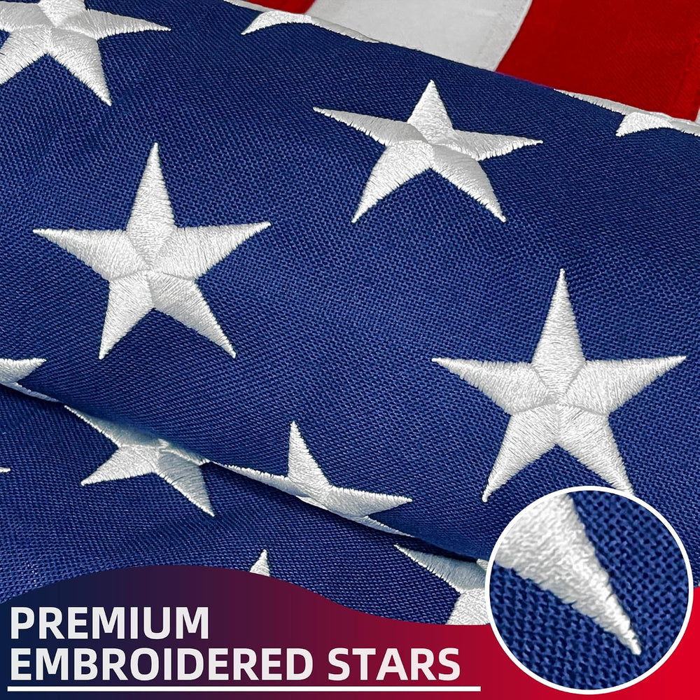 Premium American Flag for Outside 5x8 FT, Deluxe Heavy Duty Spun Polyster,Lon...