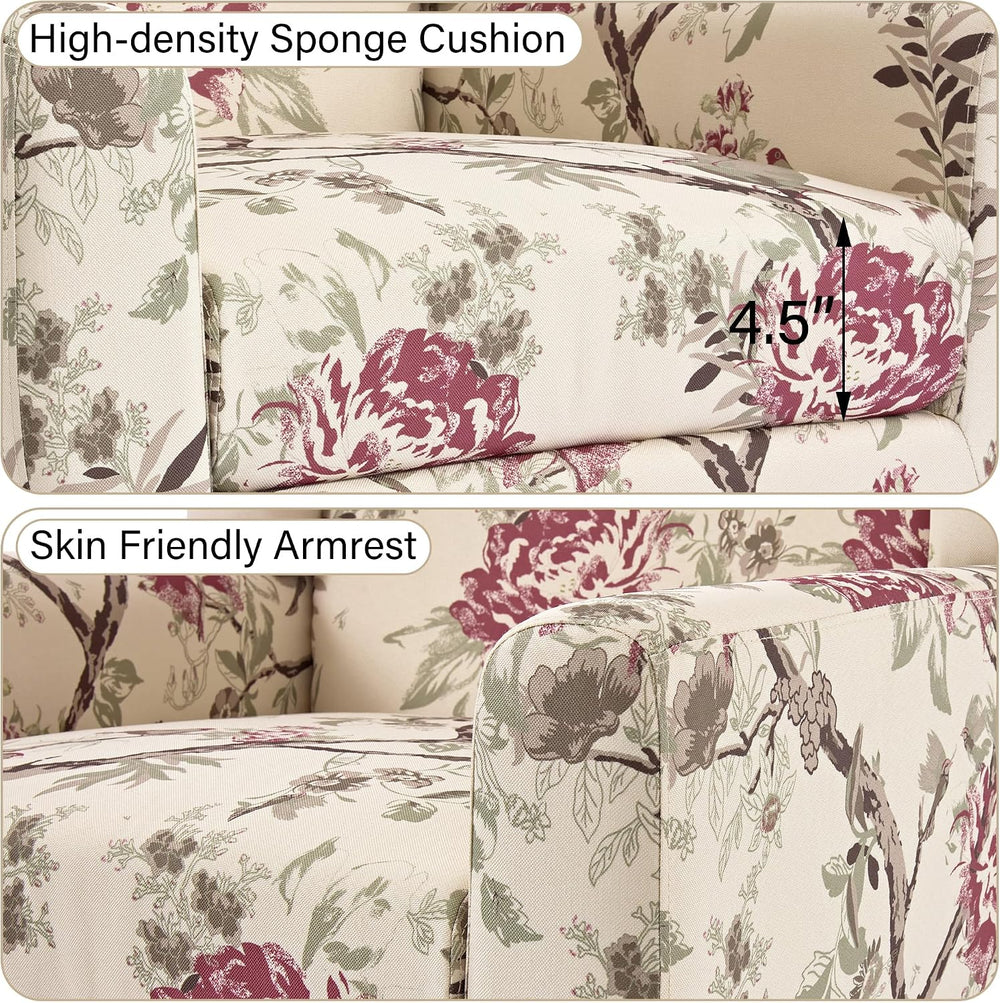 Accent Chair Set of 1, Comfy Reading Armchair, Pattern Floral