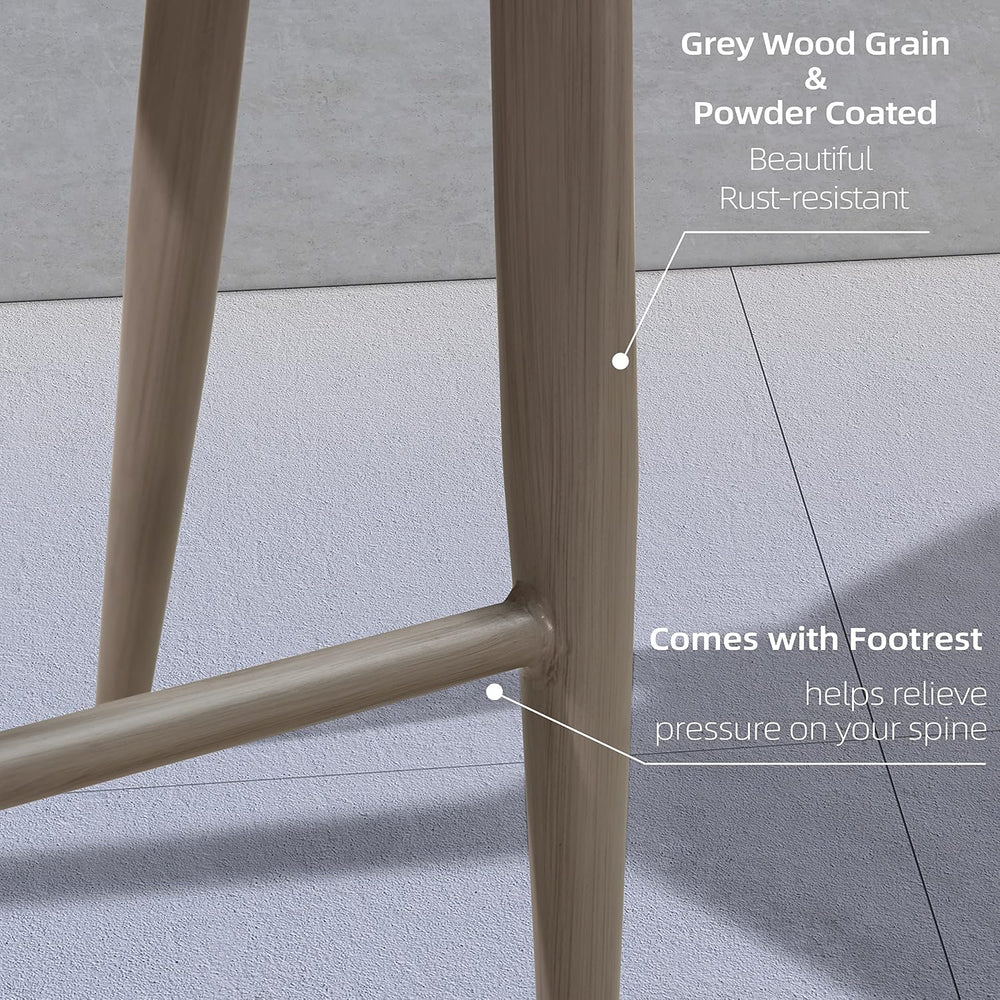 PURPLE LEAF Counter Height Bar Stool Set of 4 Gray Wood Grain Barstool