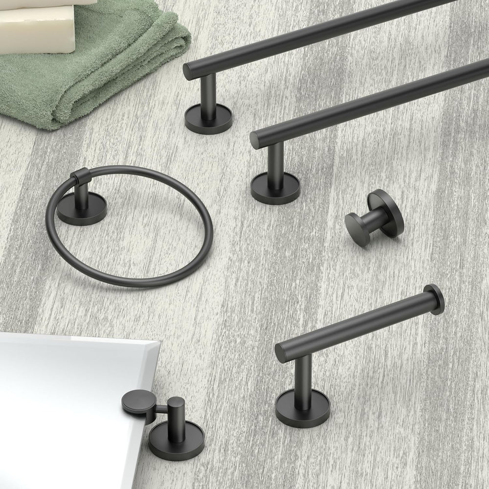 Gatco 5550MX Sky Wall Mounted Towel Bar, 24-Inch Matte Black Bathroom Towel H...