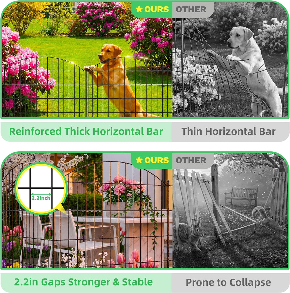 Toolterritary 10 Panels Arched No Dig Decorative Garden Fence, 48in(H) x 26ft...