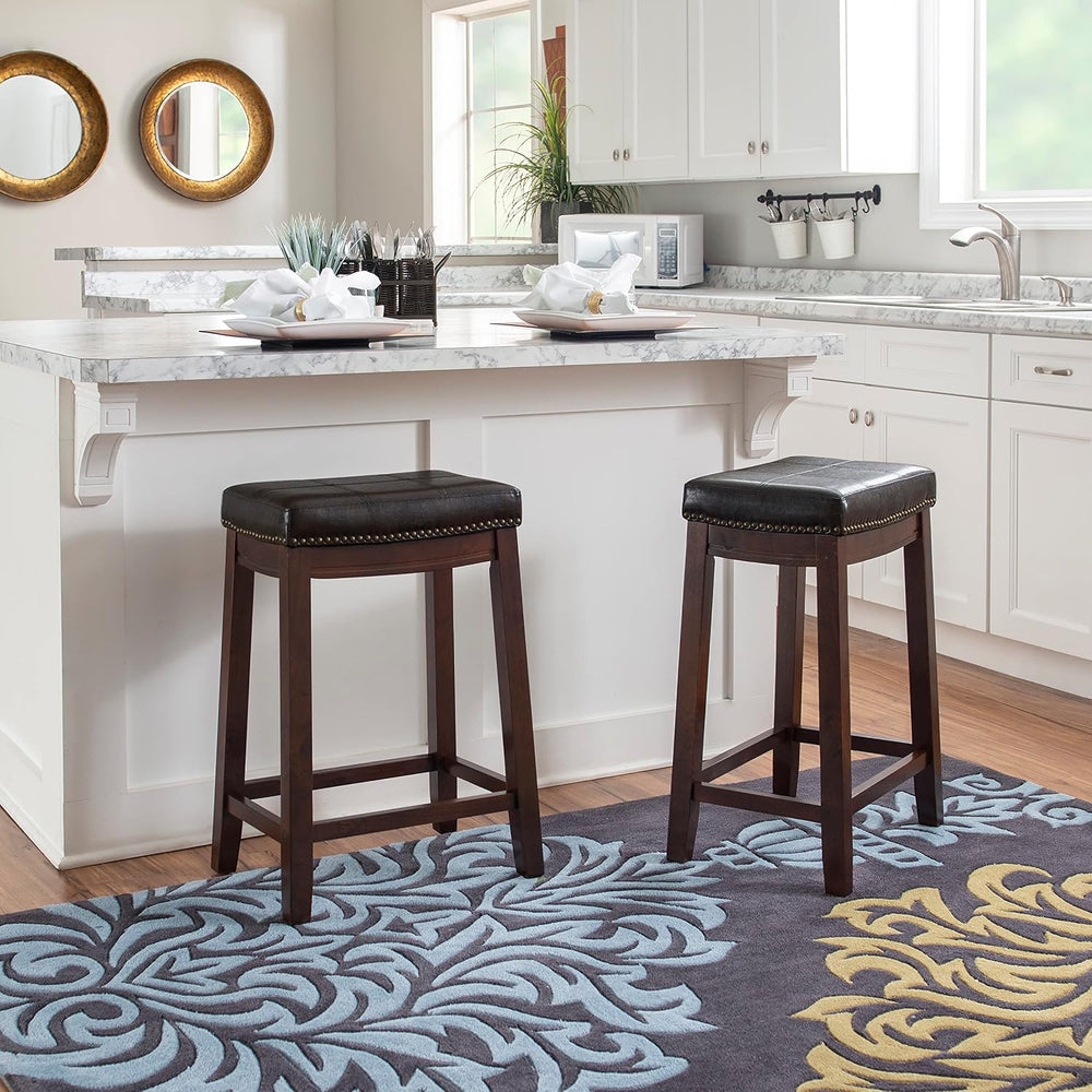 Linon Home Décor Kingston Backless Linon Claridge Stool, Counter Height, Brow...