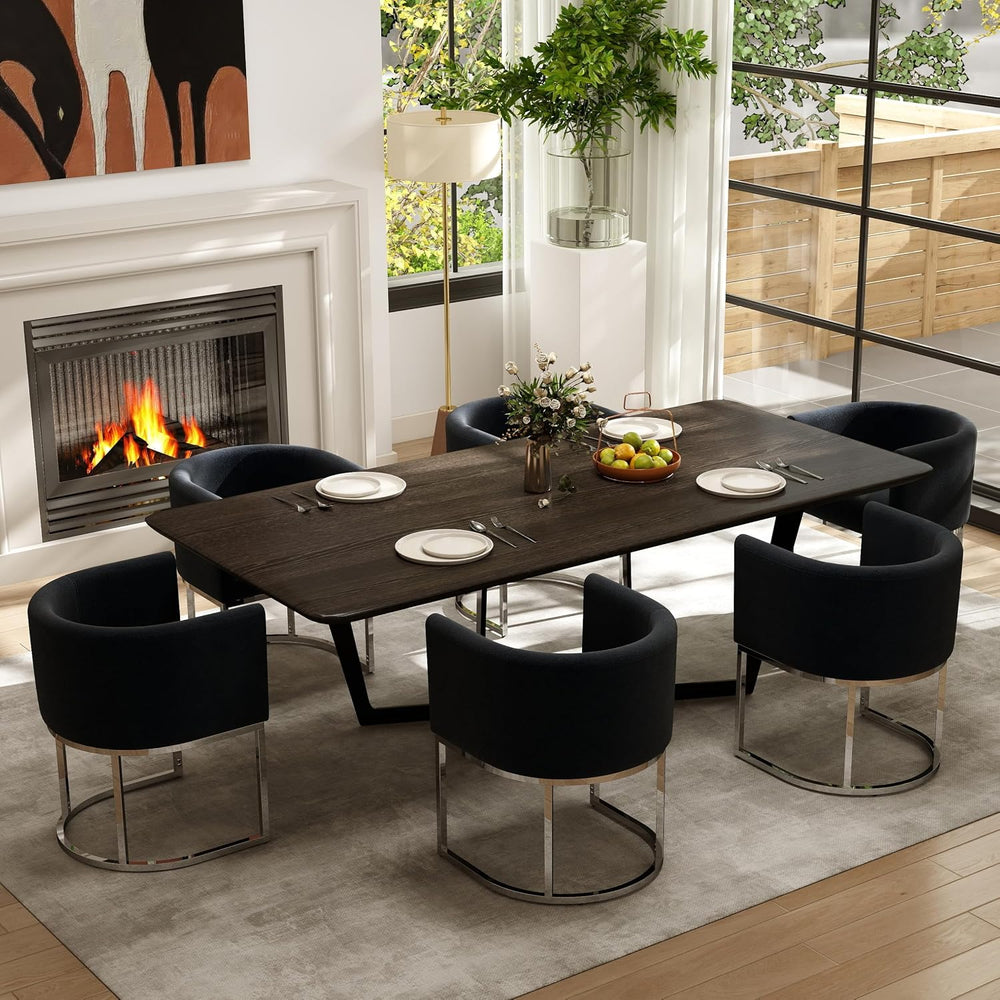 RIVOVA Upholstered Dining Chairs Set of 6, Modern Barrel Side Armchair Dining...