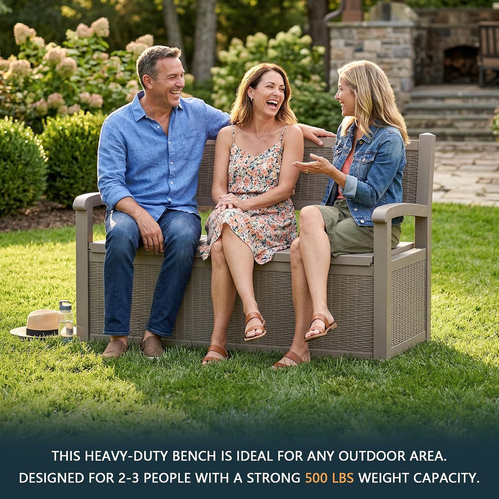 DRATO 75 Gallon Storage Bench Deck Box Outdoor Indoor,Lockable Durable All-We...