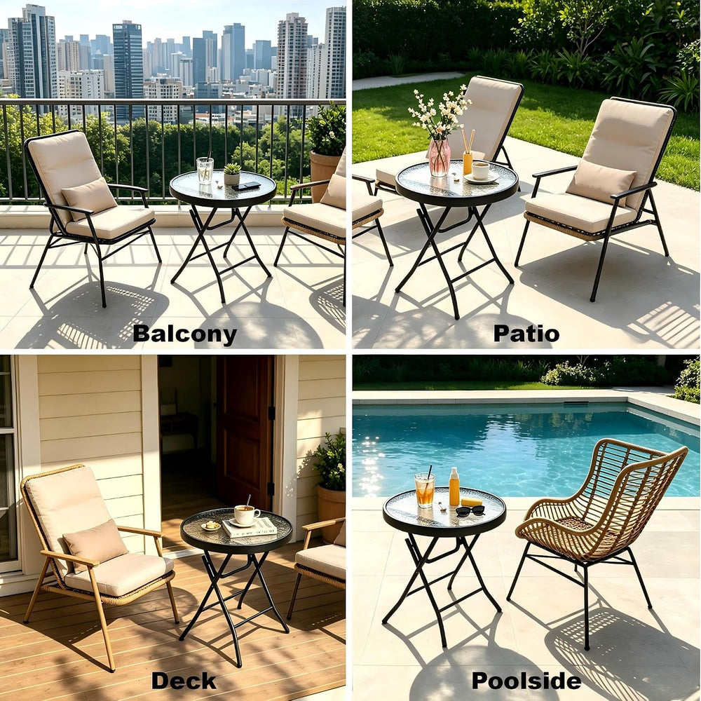 Outdoor Side Table, Small Patio End Table Set of 2, Black