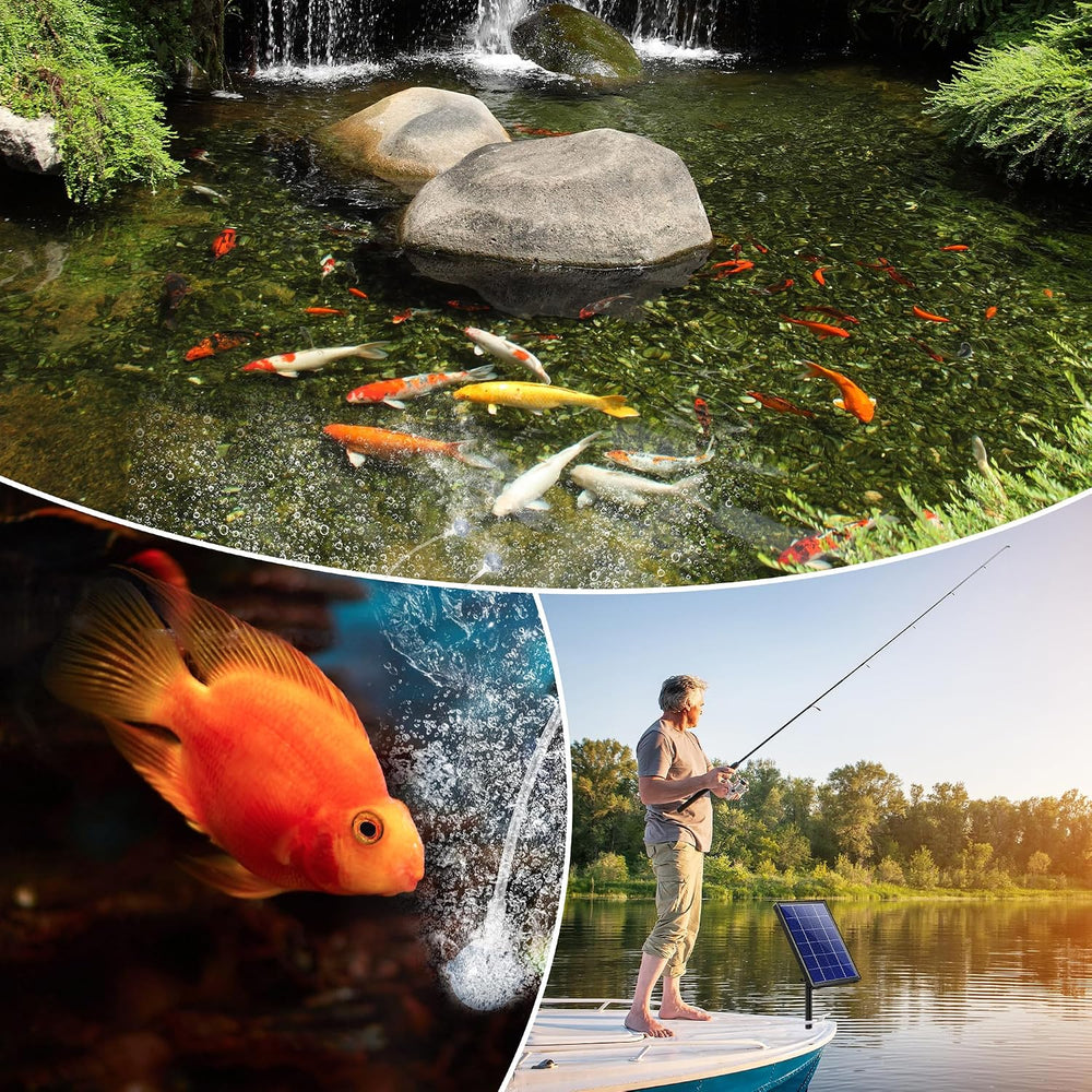 NFESOLAR 4W Solar Aerator for Pond with 2200mAh Battery, 3 Modes, 2 Stones