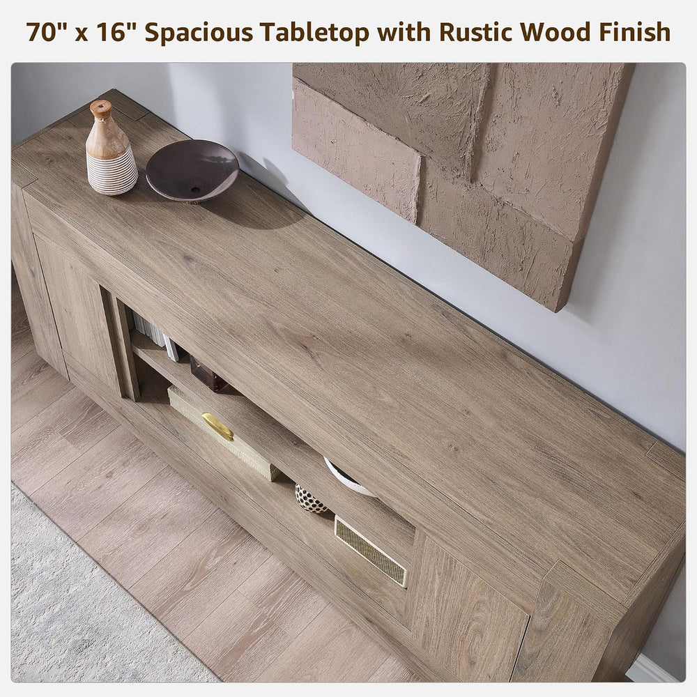 OKD Modern 70" TV Stand for 80" TV, Thick Block Media Console, Alde...