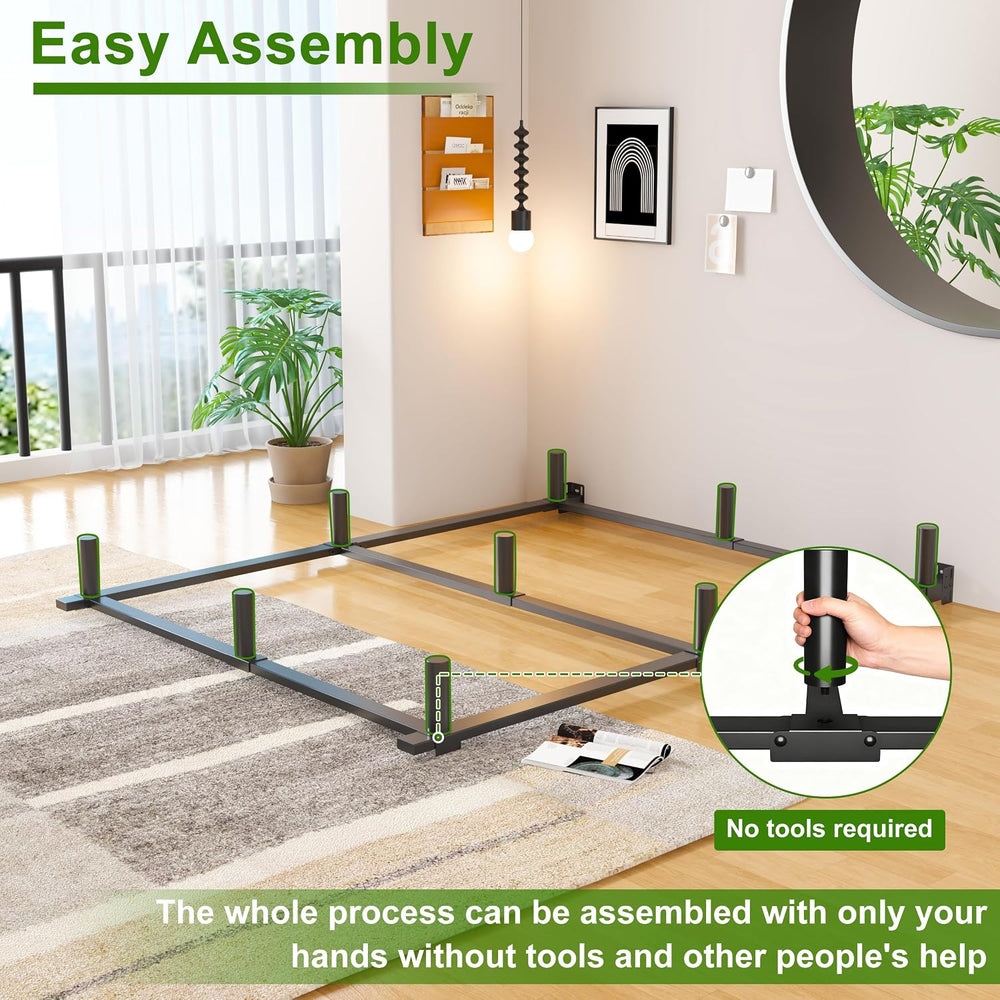 EMODA 7 Inch Queen Bed Frame for Box Spring and Mattress, Black