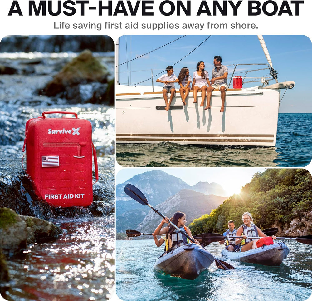 SurviveX Waterproof First Aid Kit, Emergency Kit for 3-4 People