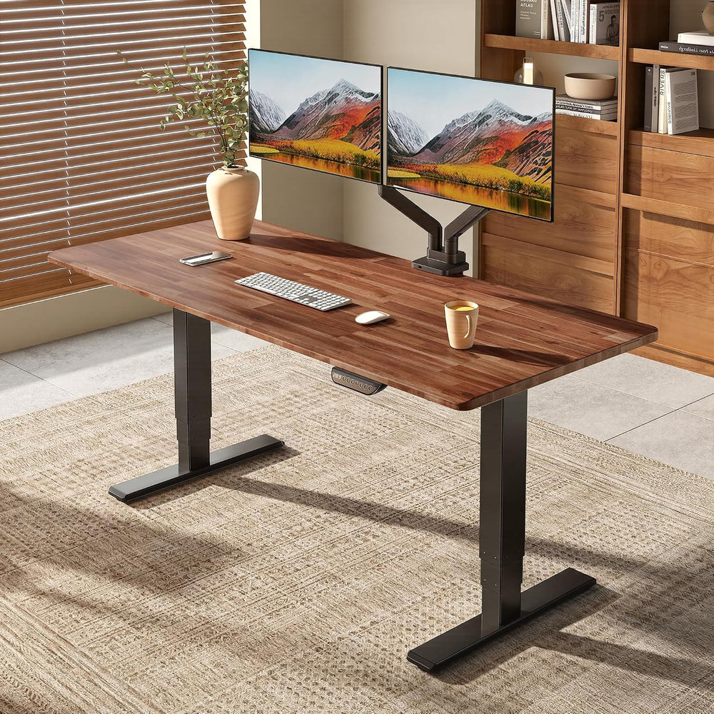FLEXISPOT E6 MAX Acacia Solid Wood Dual Motor Standing Desk, 48 x 24