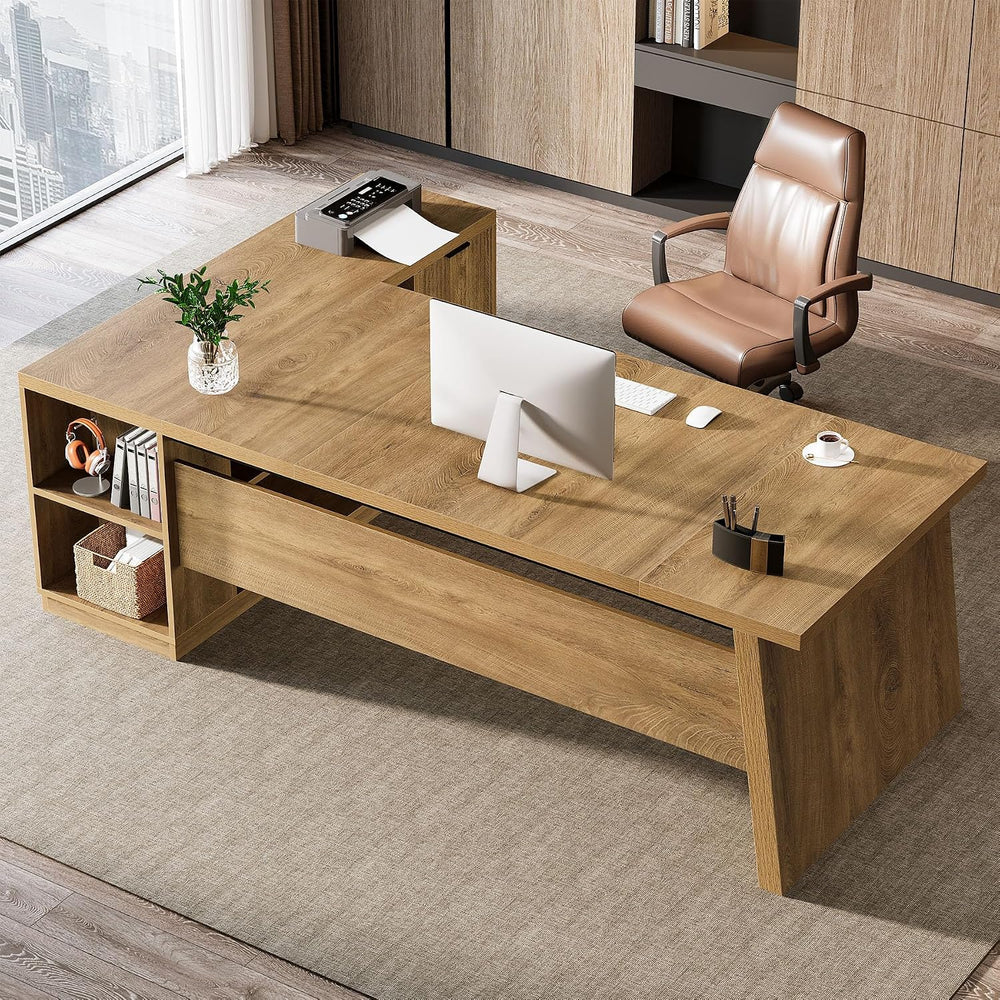 Tribesigns 78" L Shaped Desk with Drawers, Large Executive Office Desk w...