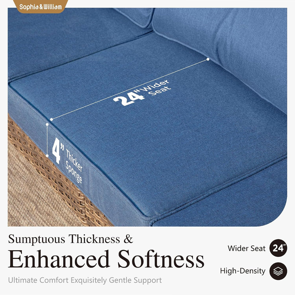 Sophia & William 6-Piece Wicker Patio Furniture Set, Navy Blue