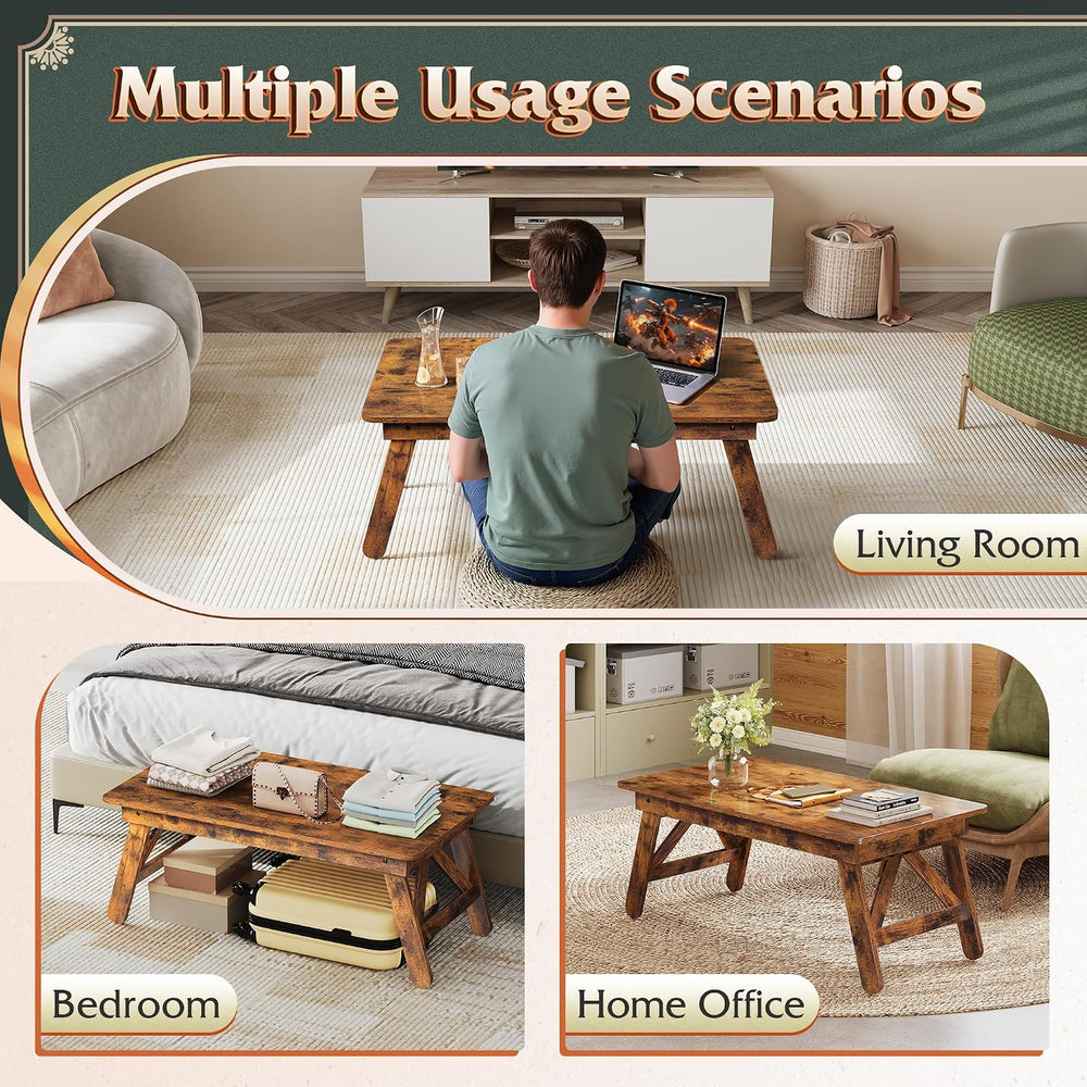 WLIVE Folding Coffee Table, Portable Small Coffee Table with No Assembly Need...