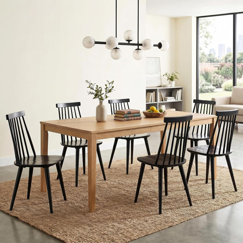 DUHOME Black Windsor Wooden Dining Chairs Set of 6