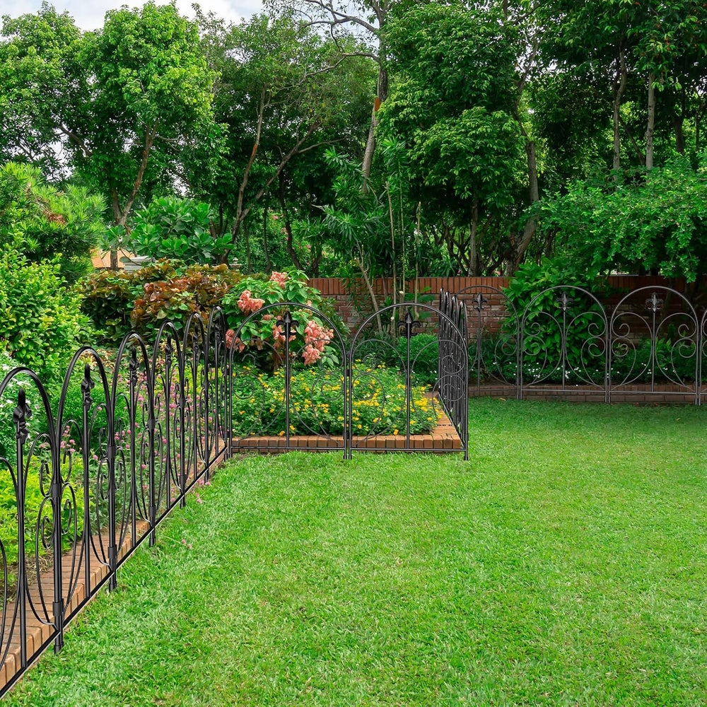 Decorative Garden Fence 19 Pack, 24in(H) x 20ft(L) Animal Barrier Fence, Rust...