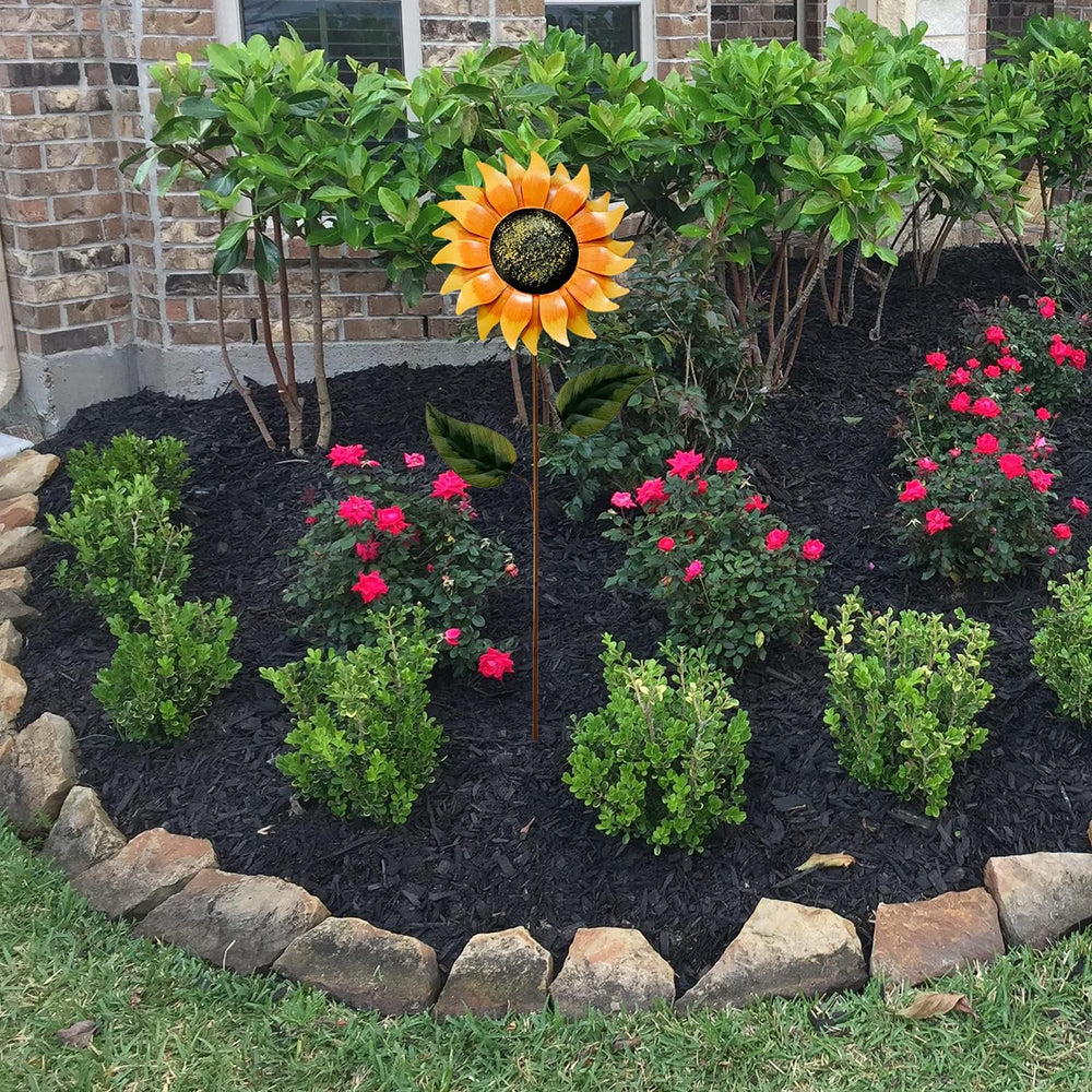 Grace Home Metal Sunflower Garden Stakes, Sunflower Garden Patio Lawn Yard St...