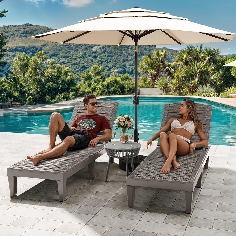 YITAHOME Outdoor Chaise Lounge Chair, Plastic Pool Chaise Lounge with 5-Posit...