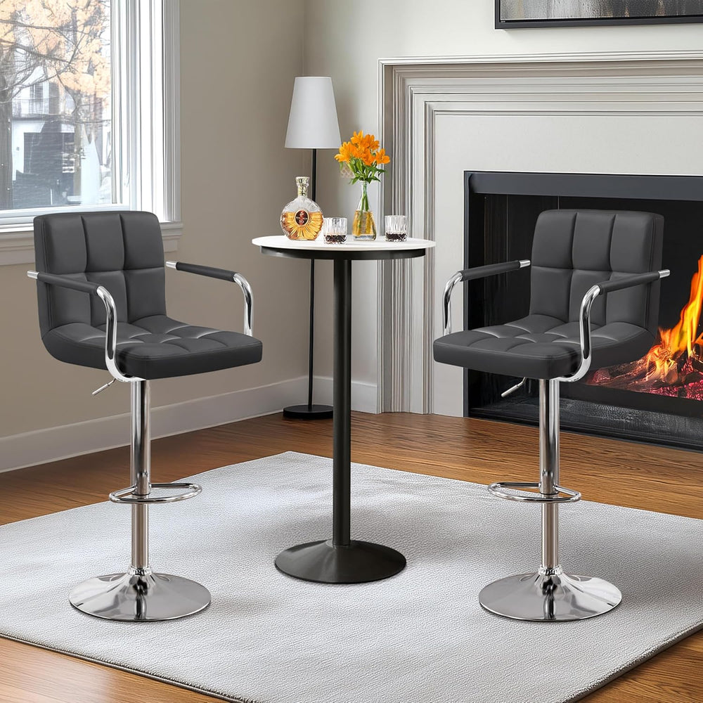 Yaheetech Bar Stools Set of 2, Swivel with Backs, Adjustable Height, Gray
