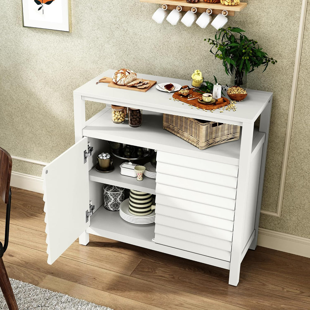 HLR Accent Cabinet with 2 Doors, White Sideboard Buffet with Open Shelf, Deco...
