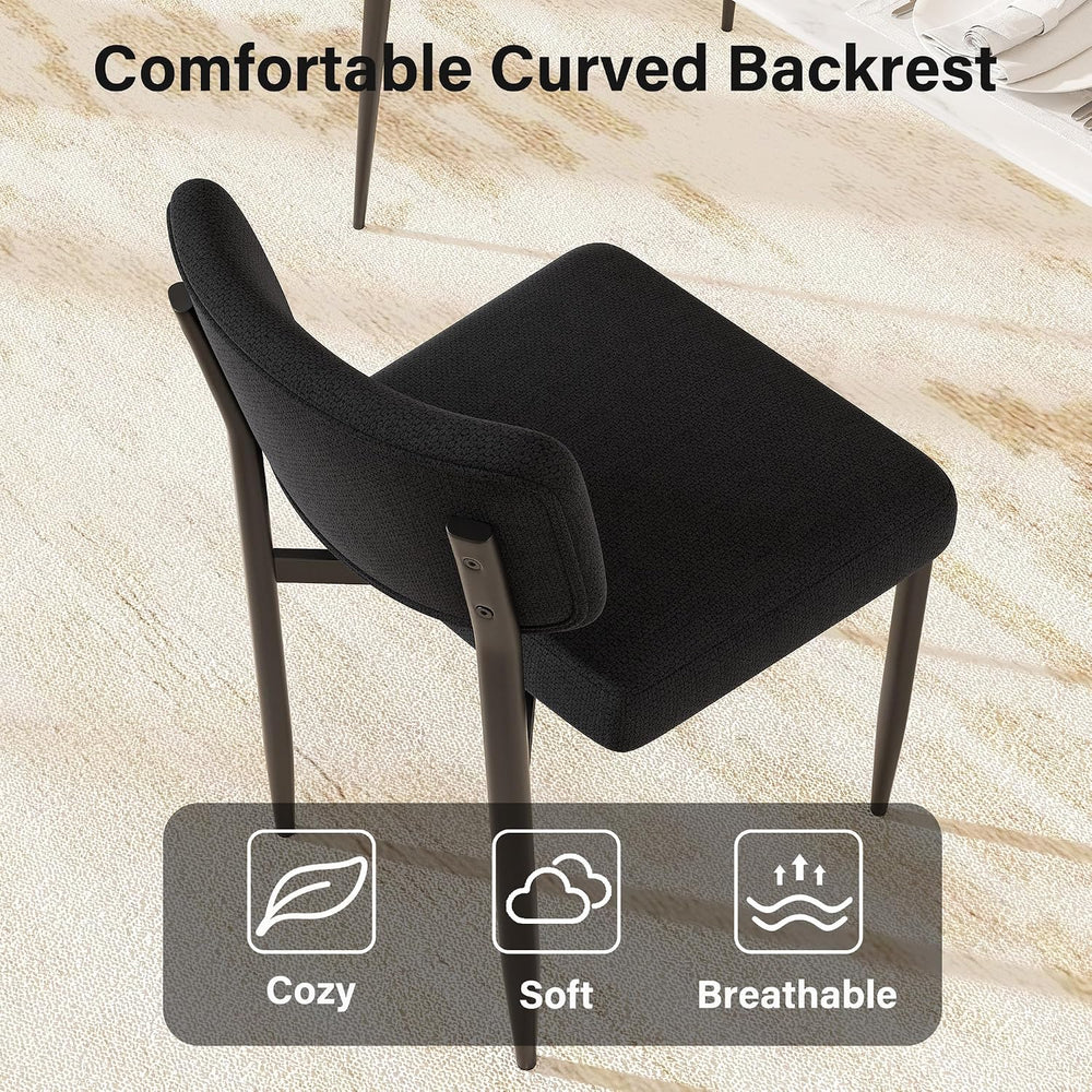 Modern Dining Chairs Set of 6, Fabric Kitchen Chairs,Black