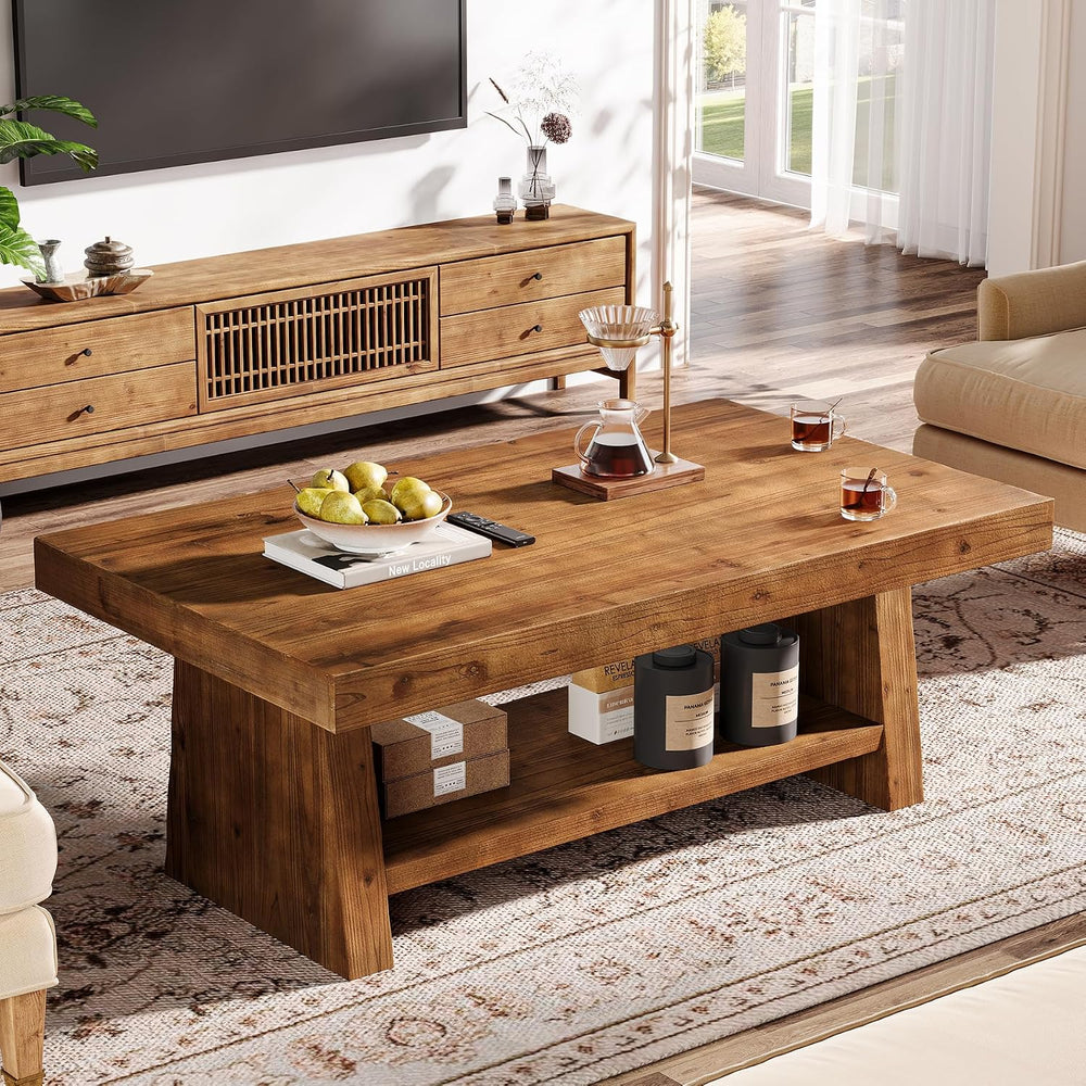 47" Farmhouse Solid Wood Coffee Table for Living Room