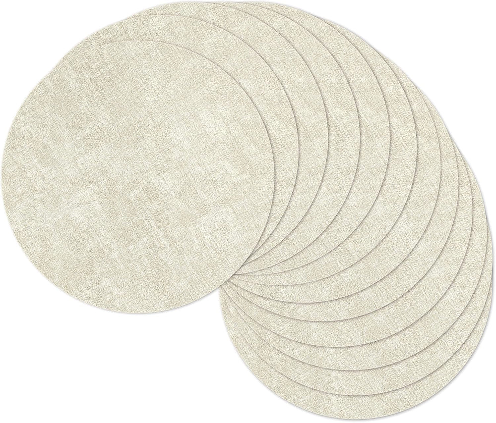 13" Round Placemats Set of 12, Reversible Faux Leather Wipeable Table Mats