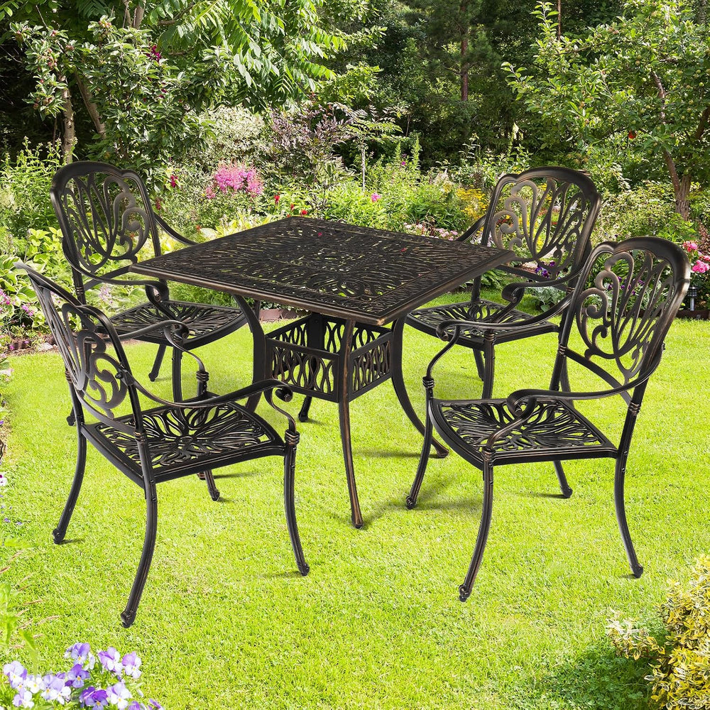 VINGLI Outdoor Dining Chairs Set of 4 Aluminum Patio Chairs, Cast Aluminum Pa...