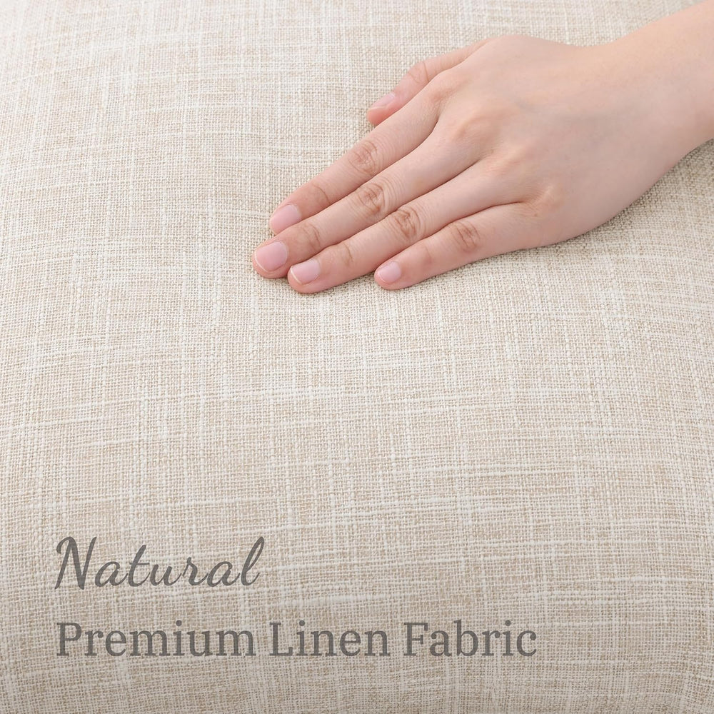 decorUhome Beige Faux Linen Outdoor Throw Pillow Covers 26x26 Set of 2