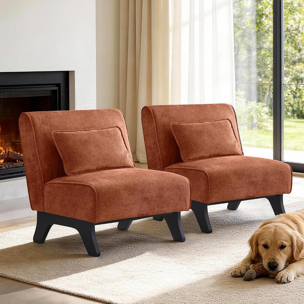 Armless Accent Chairs Set of 2 Upholstered Living Room Side Chairs