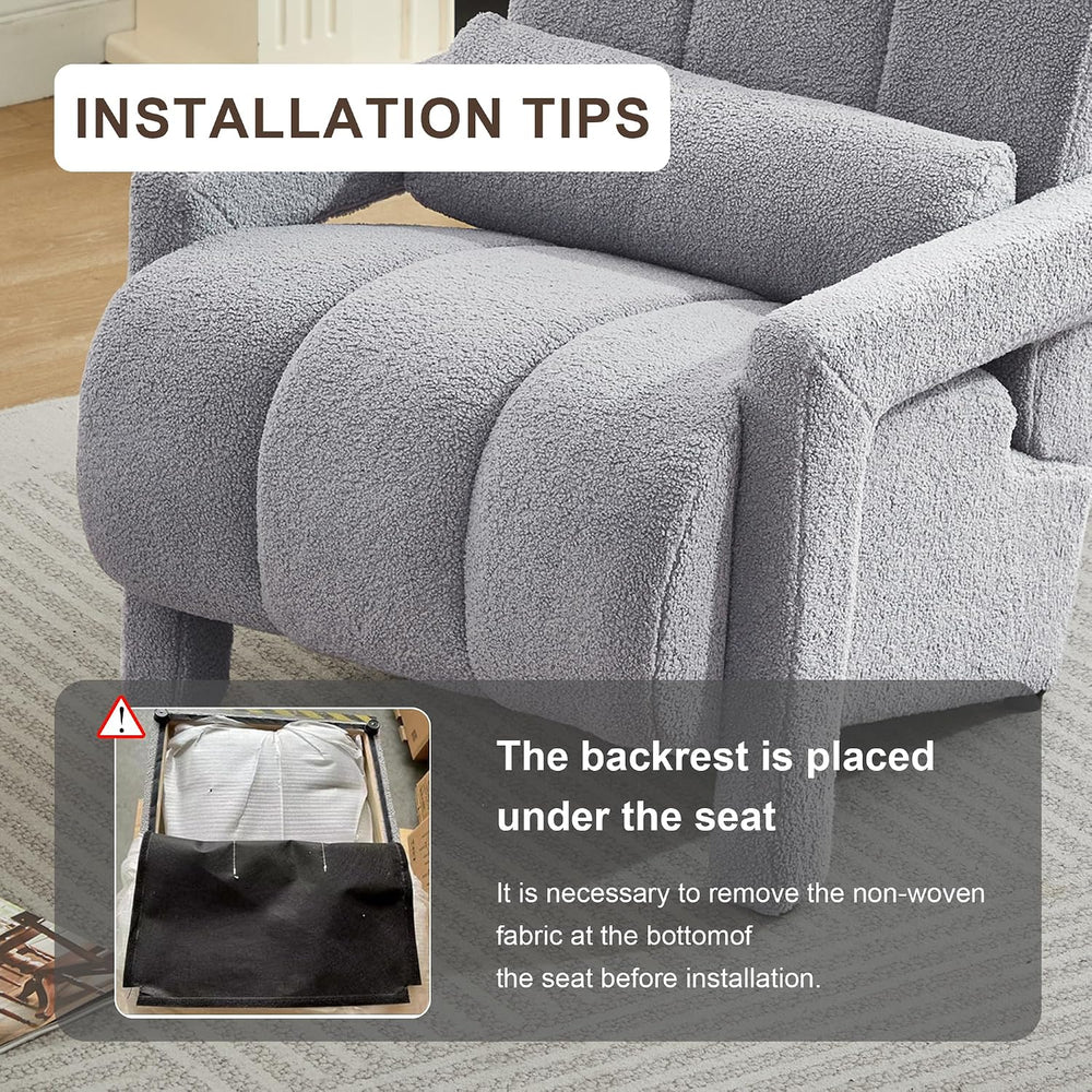 LOULENS Accent Chair Set of 2, Modern Armchair for Living Room, Light Gray