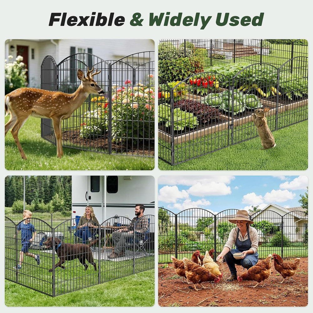 3-Layer Garden Fence with Gate 10 Panel 32in H×23ft L