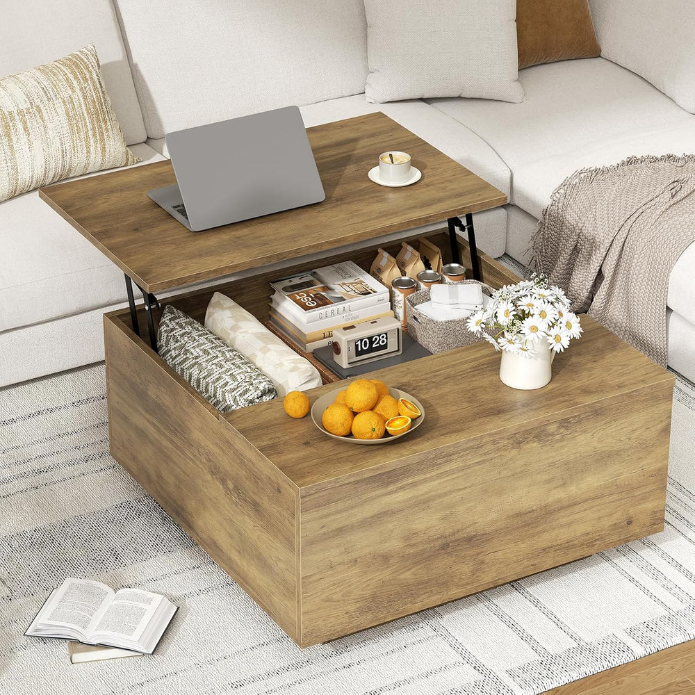 FABATO 31.5'' Lift Top Coffee Table Wood Center Table with Storage, Oak