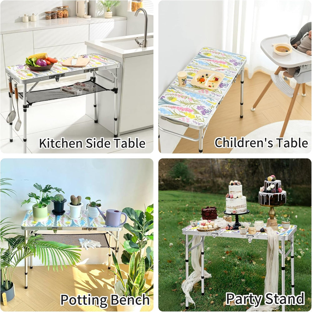 Yriuat Folding Camping Table 3ft Portable Picnic Table, Blooming Floral