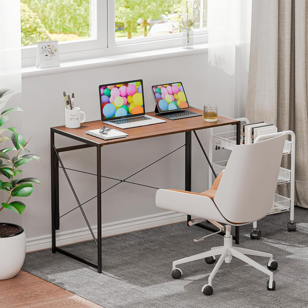 ZENY Folding Computer Desk 39'' Sturdy Writing Desk Gaming Desk