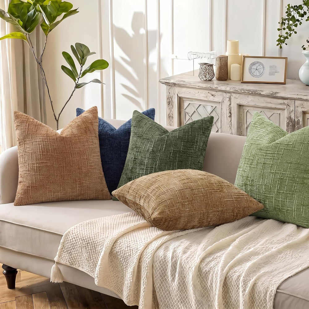 decorUhome Christmas Textured Chenille Throw Pillow Covers 24x24 Set of 2