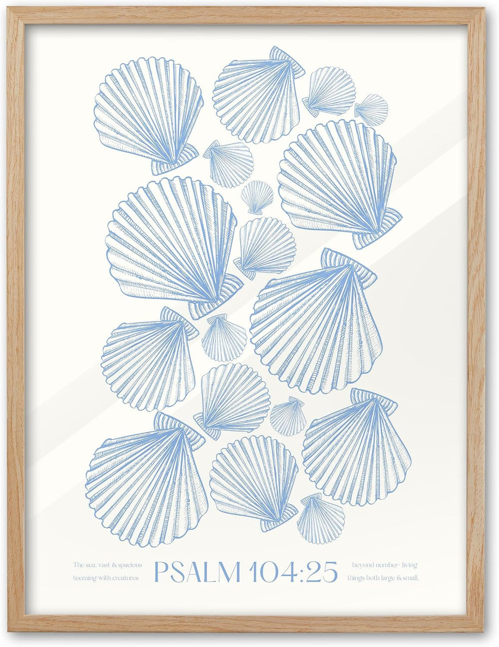 EcoHest 12x16 in Psalm 104:25 Coastal Seashell Framed Christian Wall Art