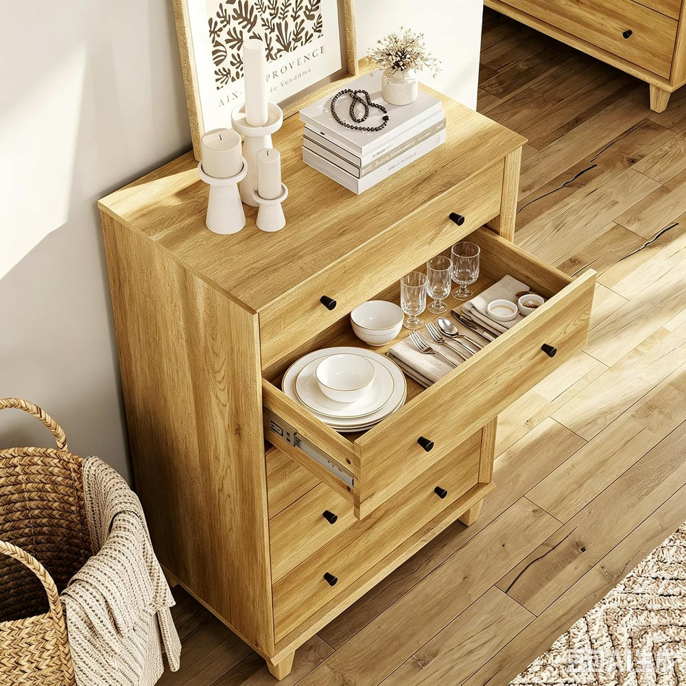 FENSULN Buffet Sideboard Cabinet with Drawer Light Oak
