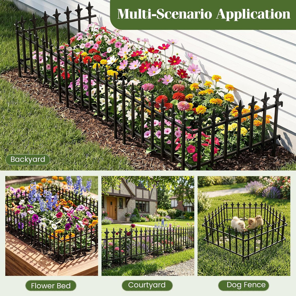 GIANTEX 5 Panels Decorative Metal Garden Fence, 9 FT, No Dig, Heavy Duty