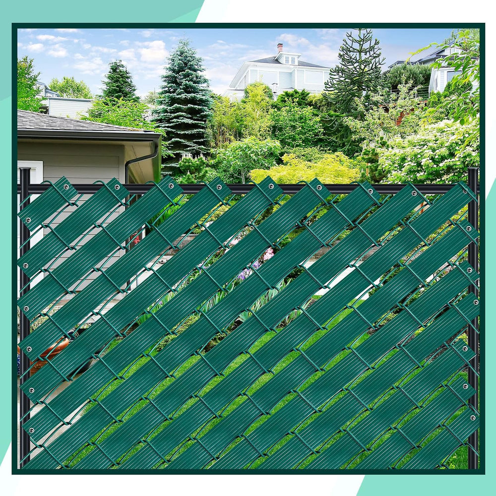 302 Pcs Chain Link Fence Privacy Slats with Fasteners, Green