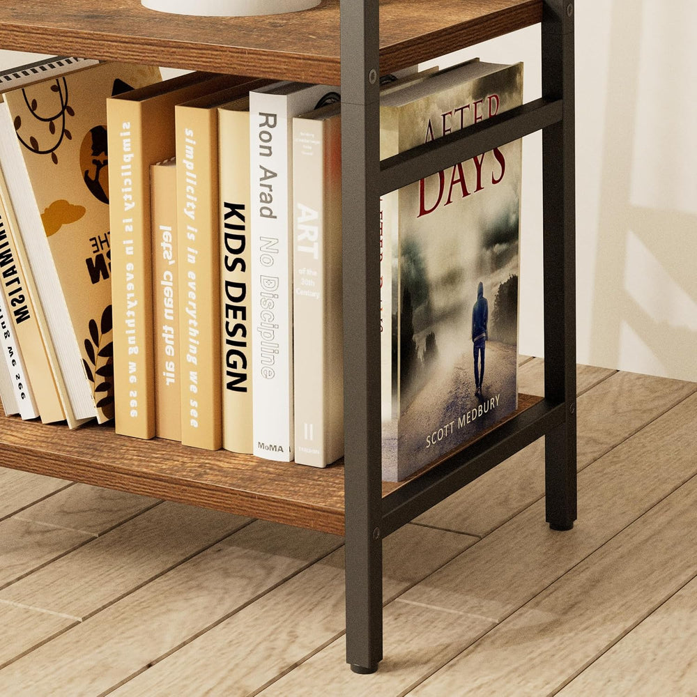 Coat Rack with Metal Basket and Storage Shelves