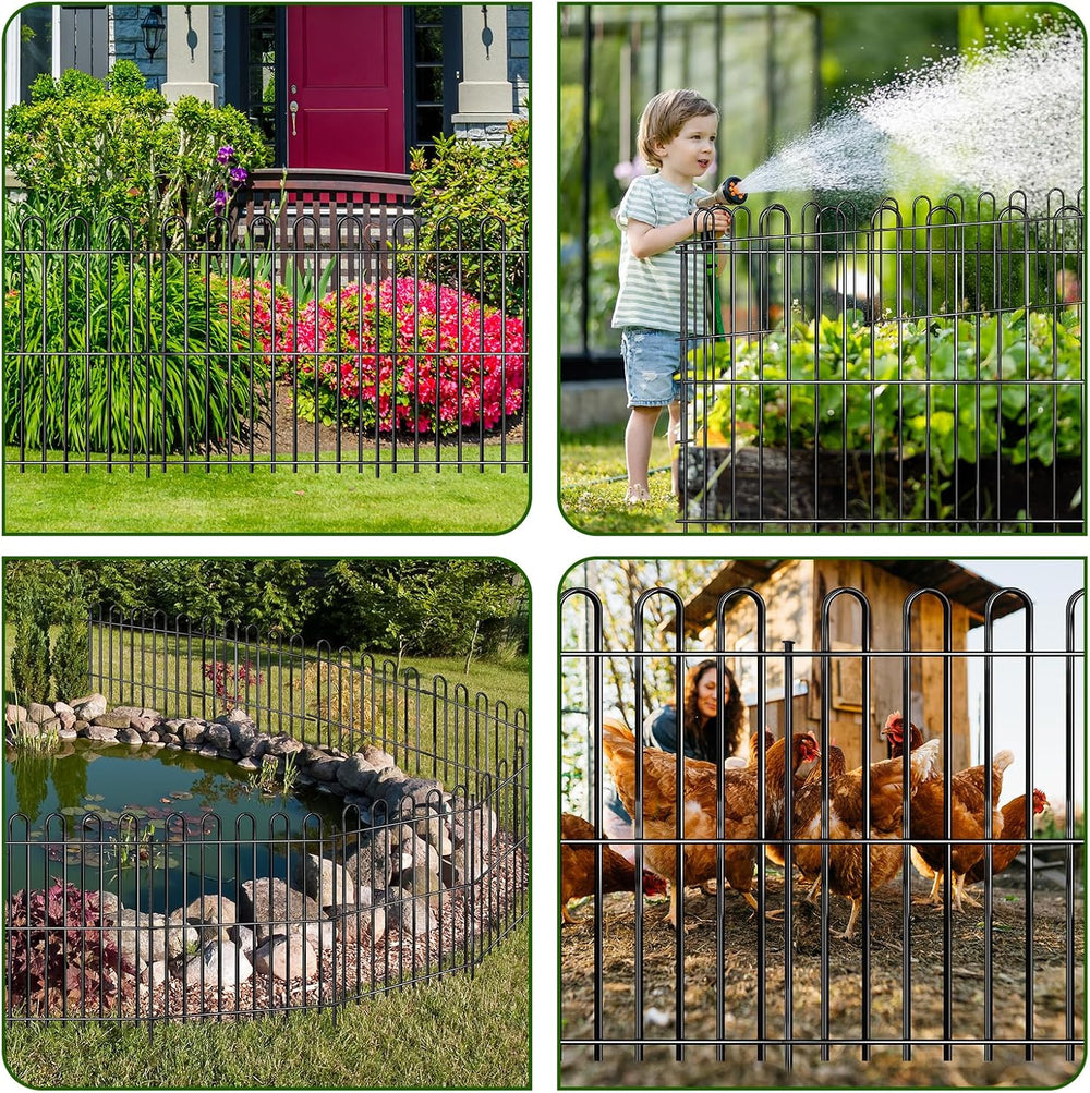 25 Panels Decorative Garden Fence, 50ft X 32in Rustproof Metal Animal Barrier...